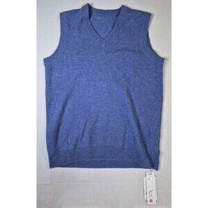 Liny Xin Vest Womens Size Medium Blue Superfine Merino Wool Soft New NWT